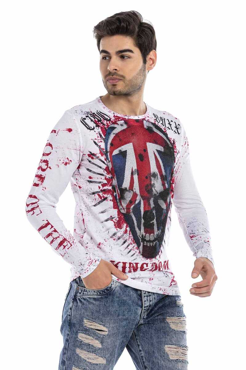 CL498 Men's long-sleeved shirt with cool skull print