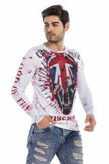 CL498 Men's long-sleeved shirt with cool skull print