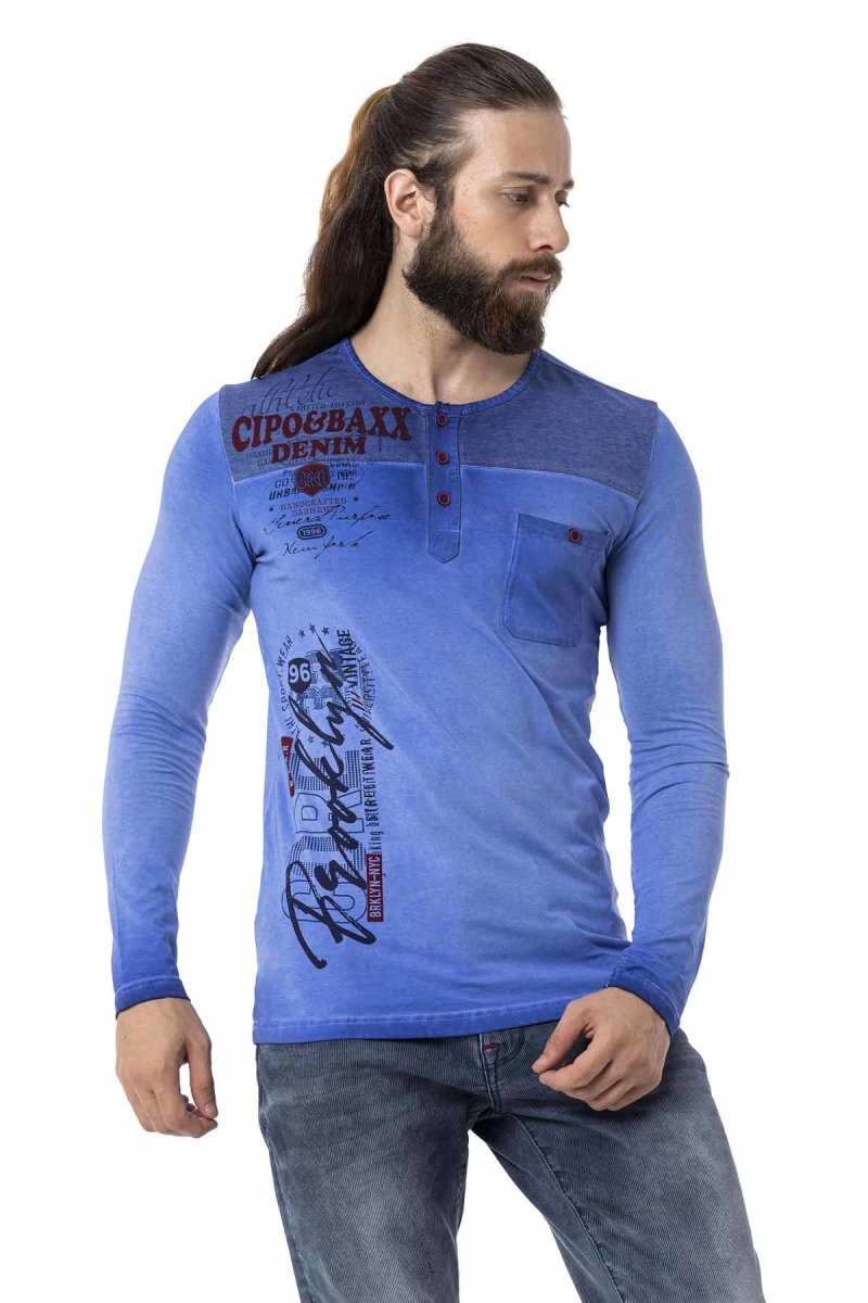 CL527 Men's long-sleeved shirt with stylish prints