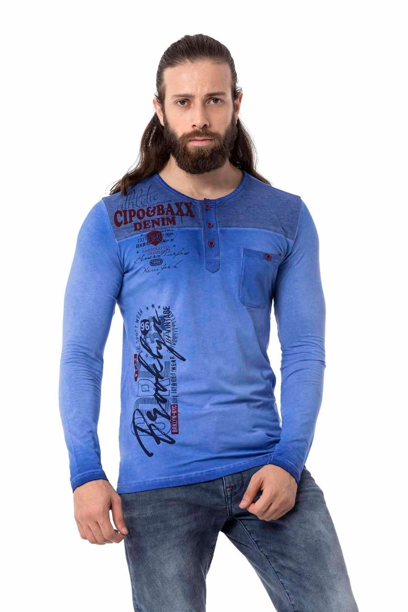 CL527 Men's long-sleeved shirt with stylish prints