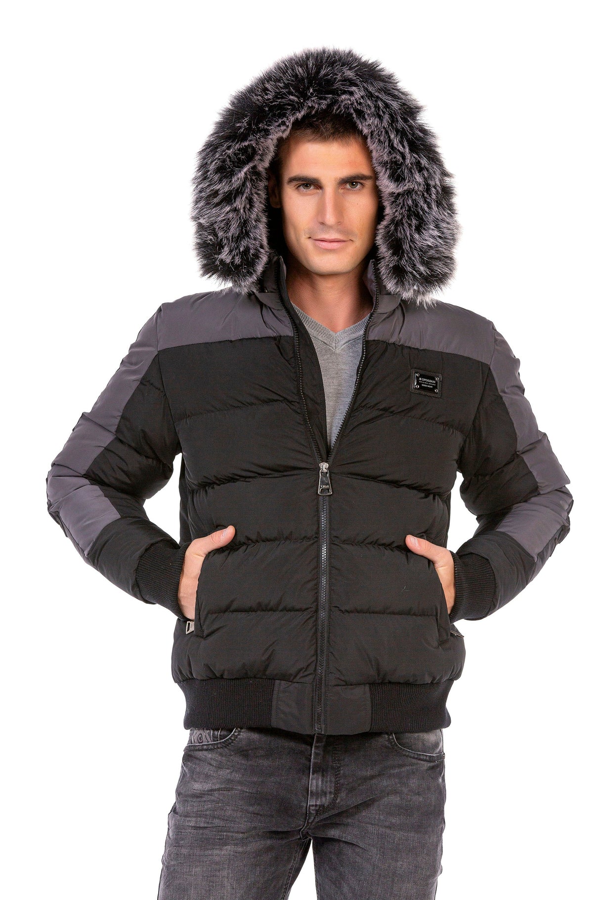CM182 Men's Winter Jacket – with detachable hood & striking design