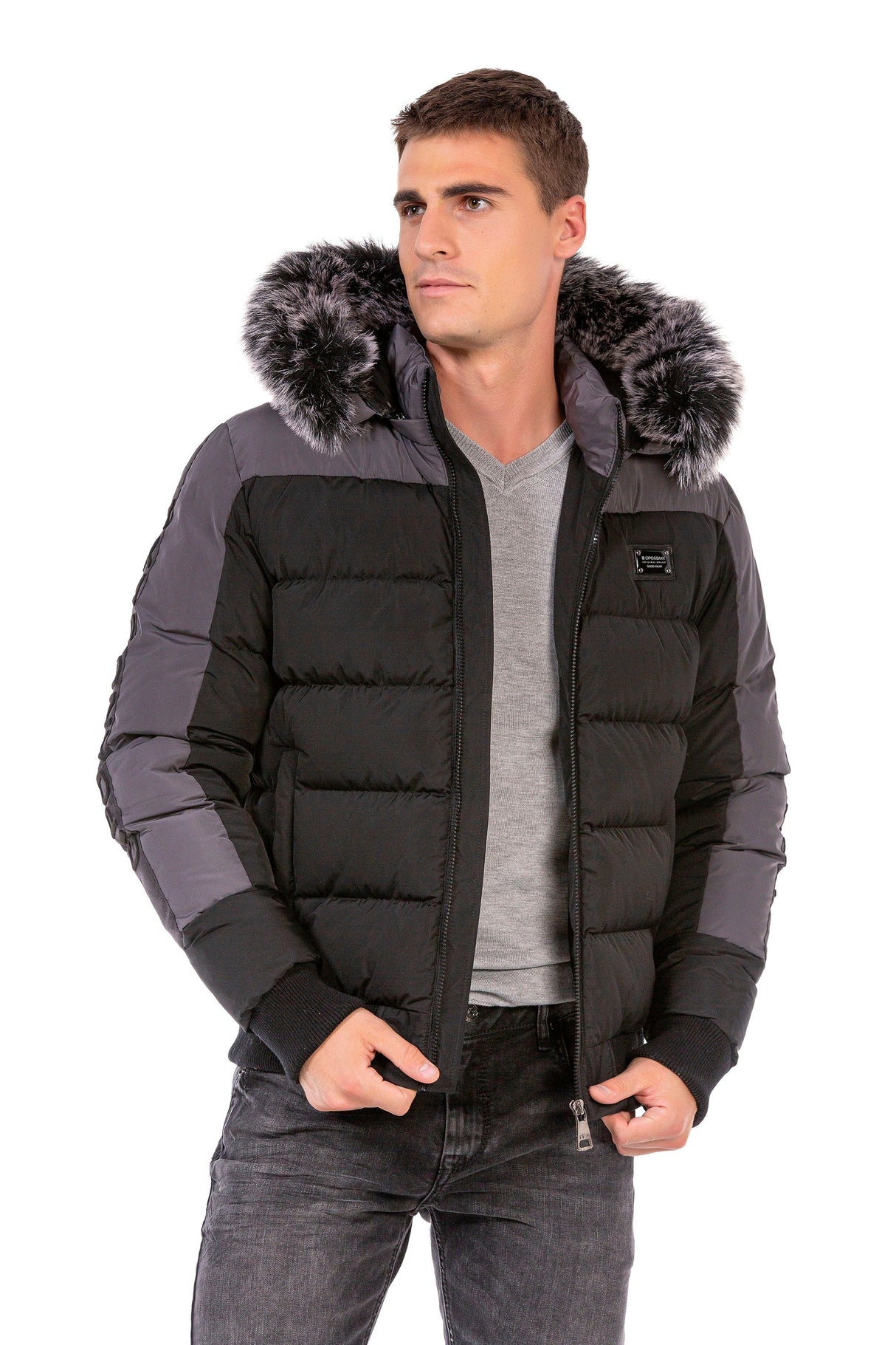 CM182 Men's Winter Jacket – with detachable hood & striking design