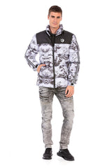 CM183 Men's Winter Jacket – Urban Print Look with Branded Lining & Insulated Hood