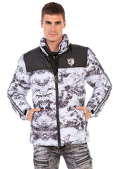 CM183 Men's Winter Jacket – Urban Print Look with Branded Lining & Insulated Hood
