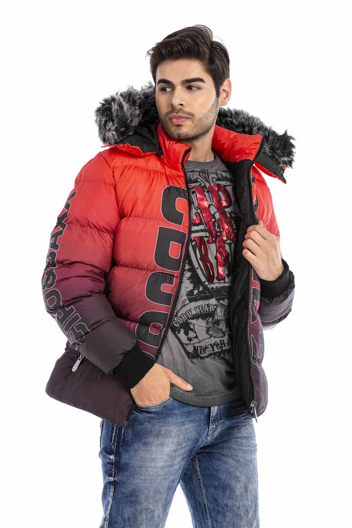 CM190 Men's Winter Jacket – with detachable hood & functional details