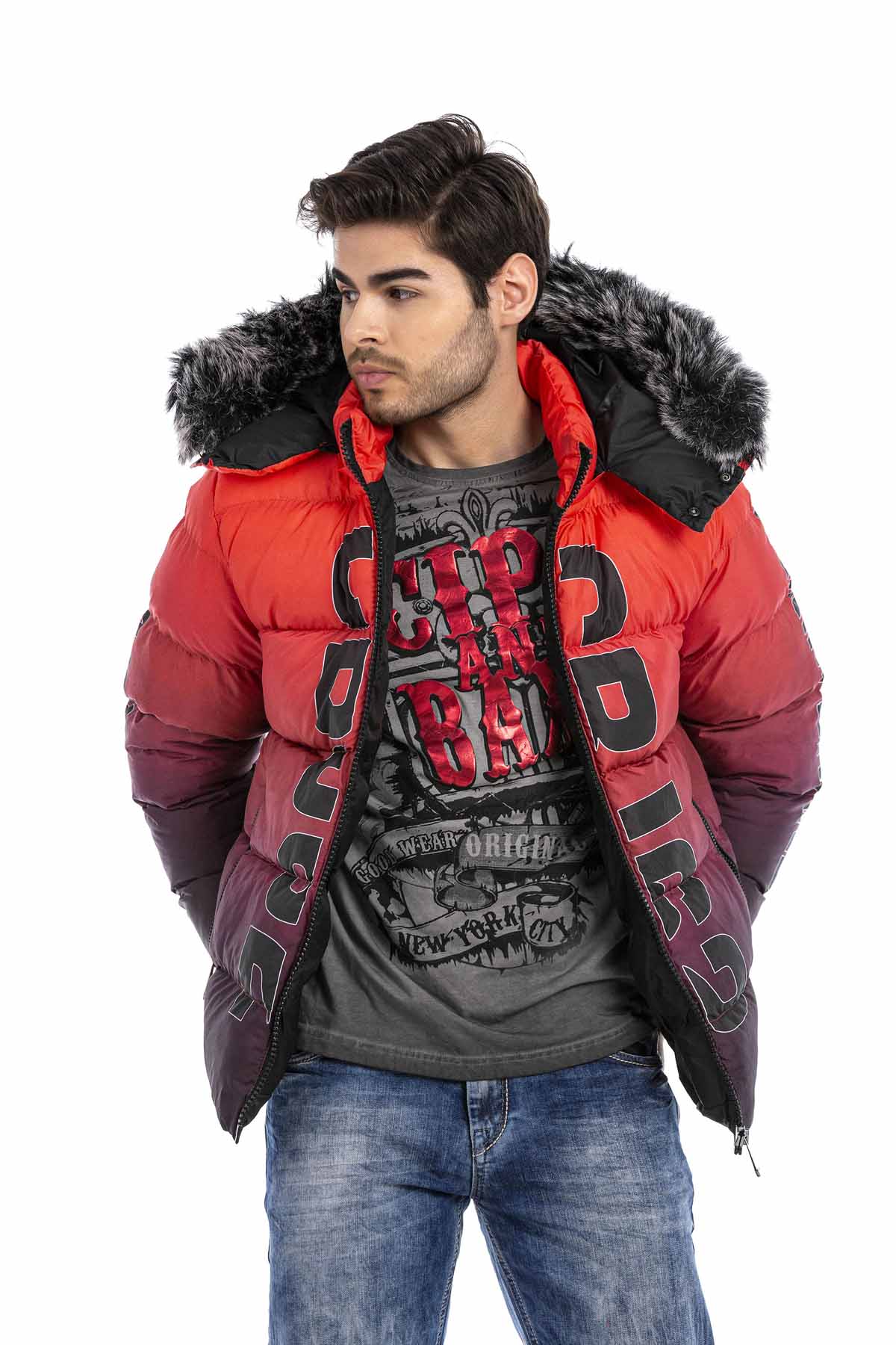 CM190 Men's Winter Jacket – with detachable hood & functional details