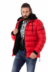CM202 Men's Winter Jacket – Beige with Detachable Hood & Functional Details