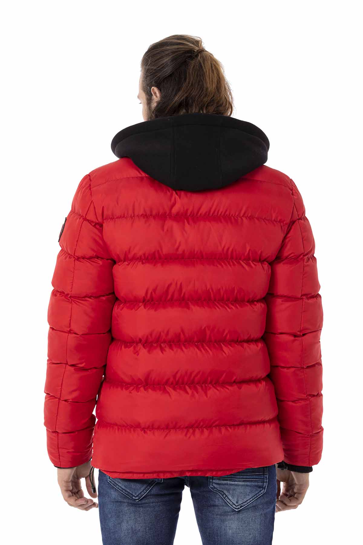 CM202 Men's Winter Jacket – Beige with Detachable Hood & Functional Details