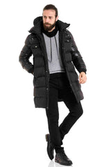 CM209 Men's Winter Jacket – Long Cut & Warmly Lined | Detachable Hood with Zipper