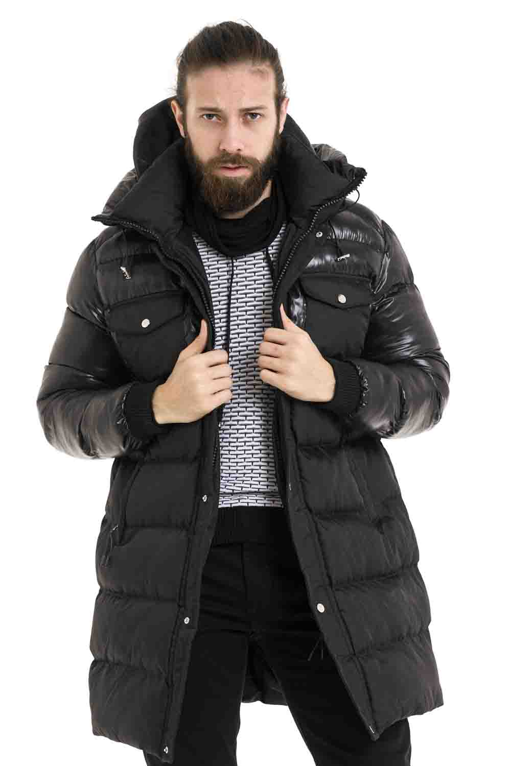 CM209 Men's Winter Jacket – Long Cut & Warmly Lined | Detachable Hood with Zipper