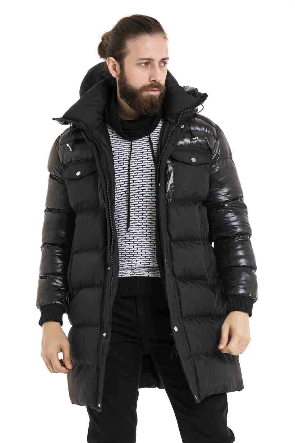 CM209 Men's Winter Jacket – Long Cut & Warmly Lined | Detachable Hood with Zipper