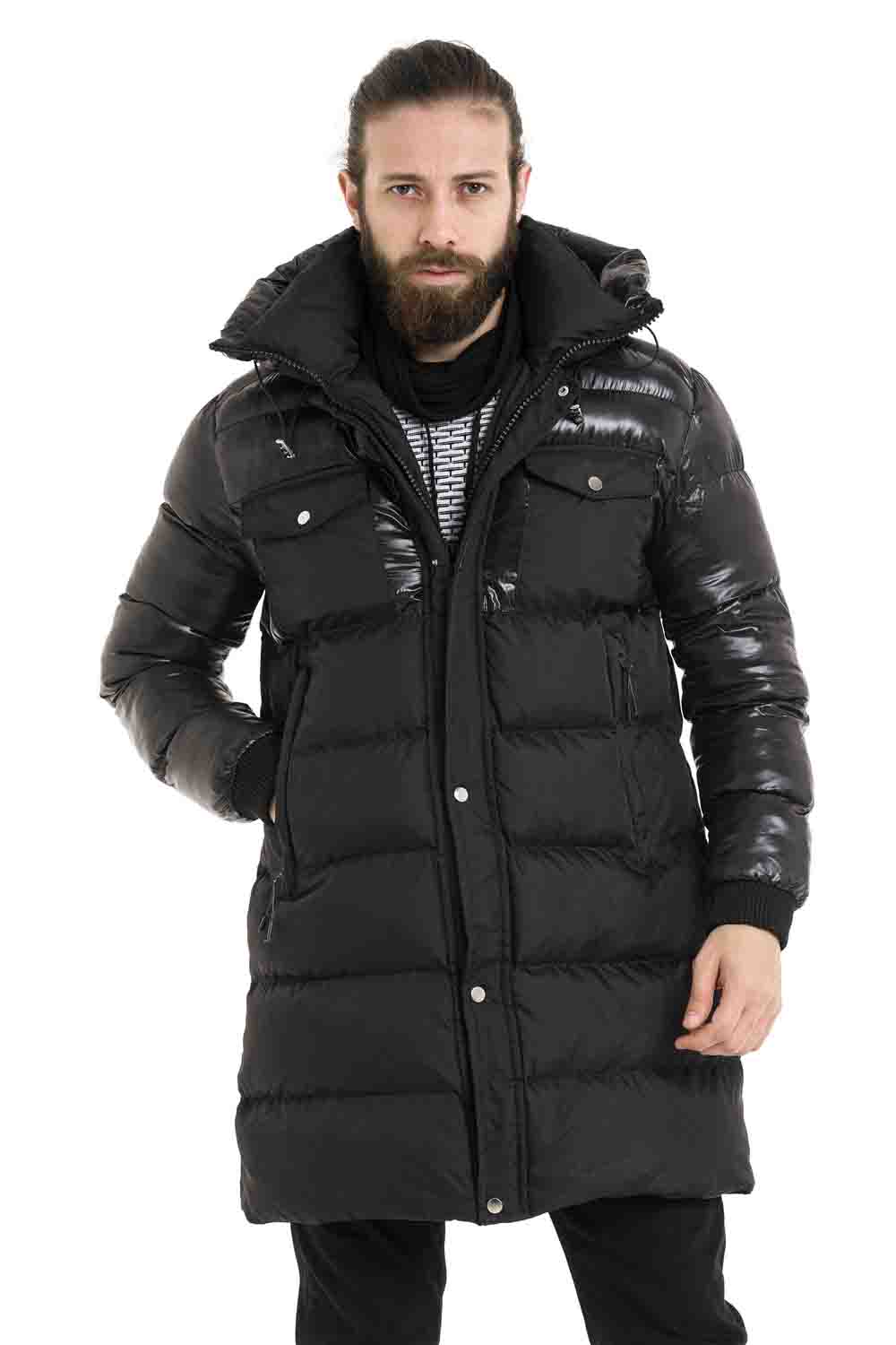 CM209 Men's Winter Jacket – Long Cut & Warmly Lined | Detachable Hood with Zipper