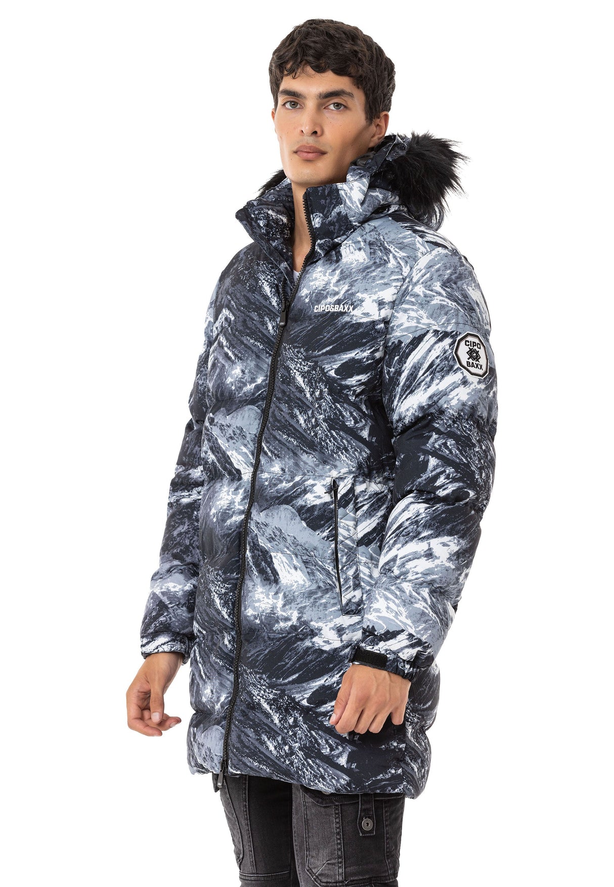 CM217 Men's Winter Jacket – Long Cut | Warmly lined with fur hood & eye-catching design