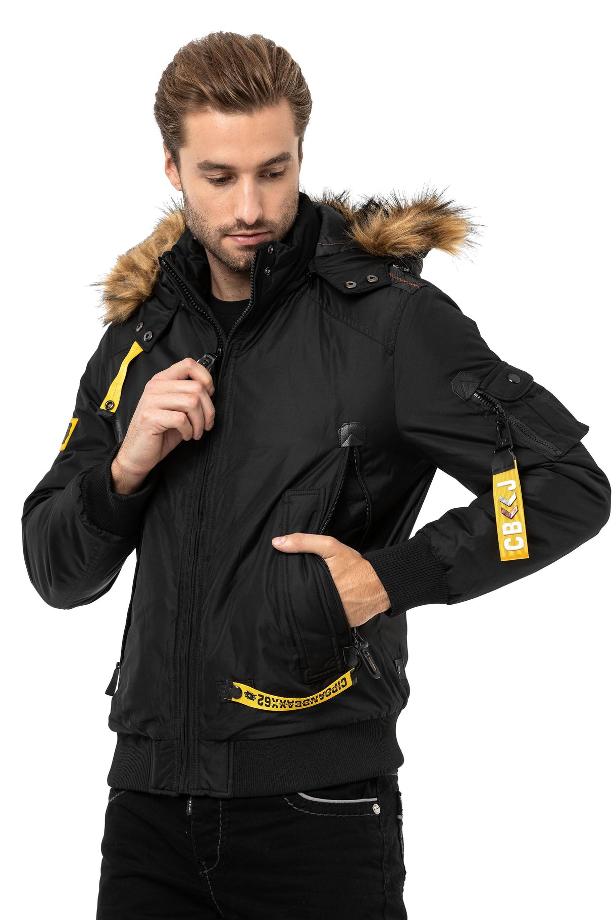 CM220 Men's Winter Bomber Jacket – Extra warm & functional | For very cold days with insulated hood