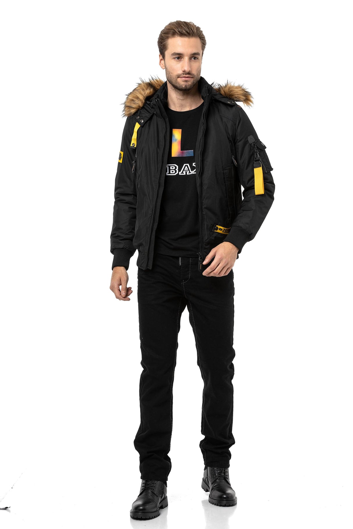 CM220 Men's Winter Bomber Jacket – Extra warm & functional | For very cold days with insulated hood