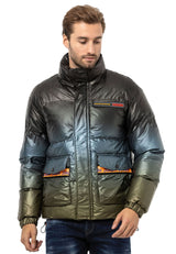 CM221 Men's Winter Jacket – Glossy finish with sporty color gradient & functional zippers