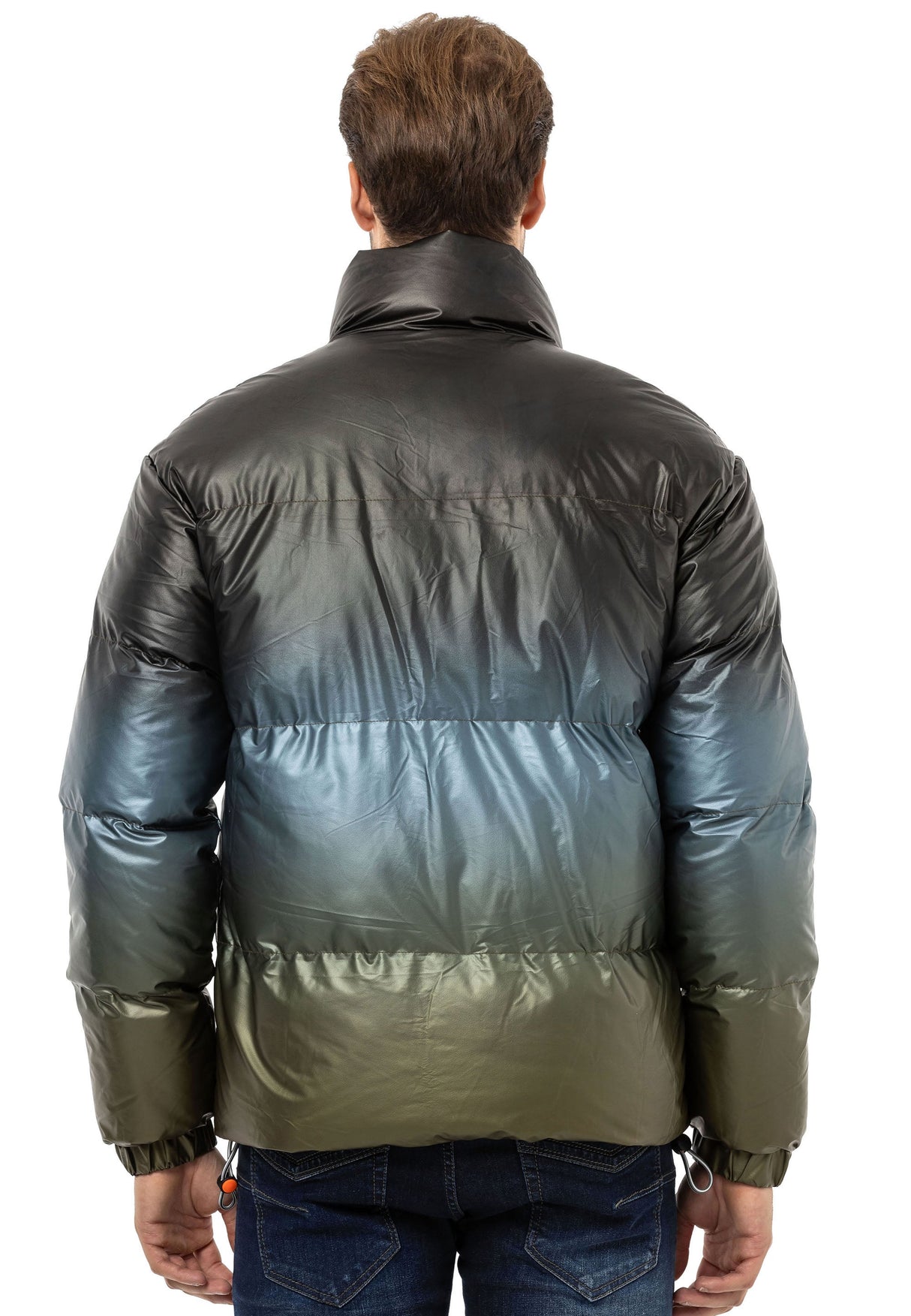 CM221 Men's Winter Jacket – Glossy finish with sporty color gradient & functional zippers