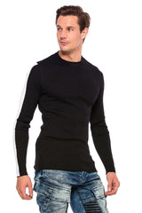 CP194 Men's knitted sweater with side contrast stripes