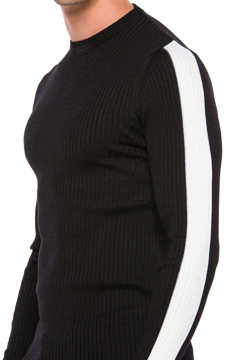 CP194 Men's knitted sweater with side contrast stripes
