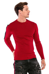 CP194 Men's knitted sweater with side contrast stripes