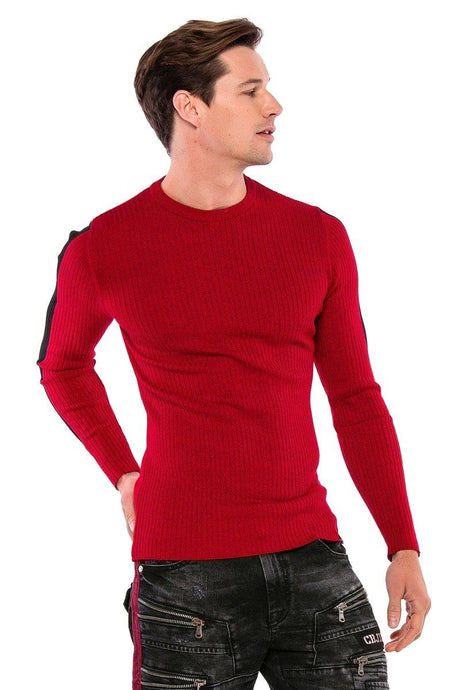CP194 Men's knitted sweater with side contrast stripes