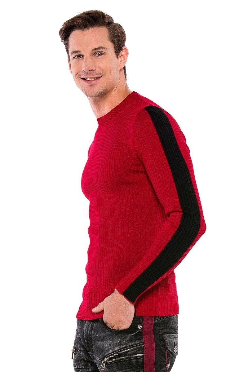 CP194 Men's knitted sweater with side contrast stripes