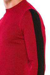 CP194 Men's knitted sweater with side contrast stripes