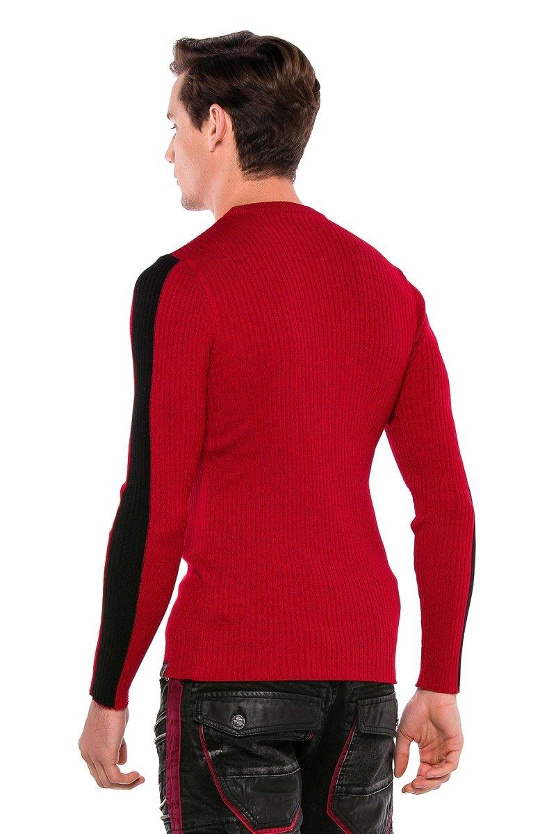 CP194 Men's knitted sweater with side contrast stripes