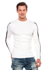 CP194 Men's knitted sweater with side contrast stripes