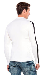 CP194 Men's knitted sweater with side contrast stripes