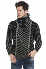 CP212 ECRU BLACK-GREY MEN'S SWEATER