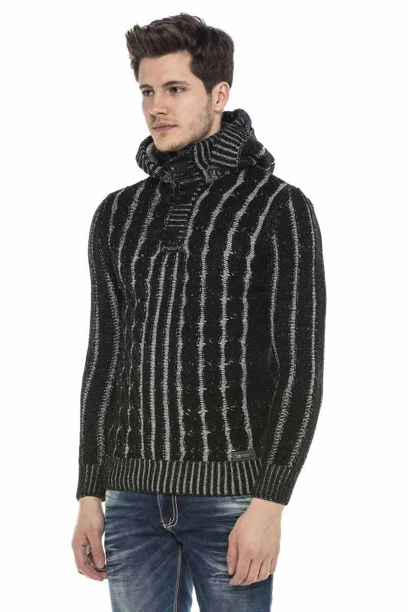 CP214 BLACK GRAY MEN'S SWEATER