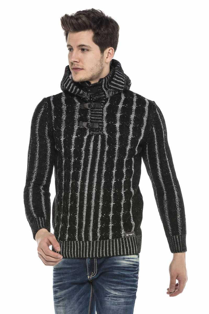 CP214 BLACK GRAY MEN'S SWEATER
