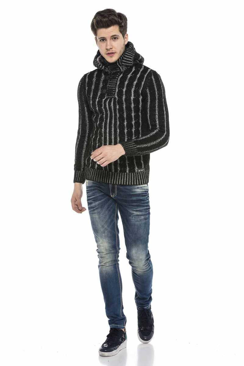 CP214 BLACK GRAY MEN'S SWEATER