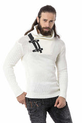 CP266 Men's knitted sweater with stylish strap detail