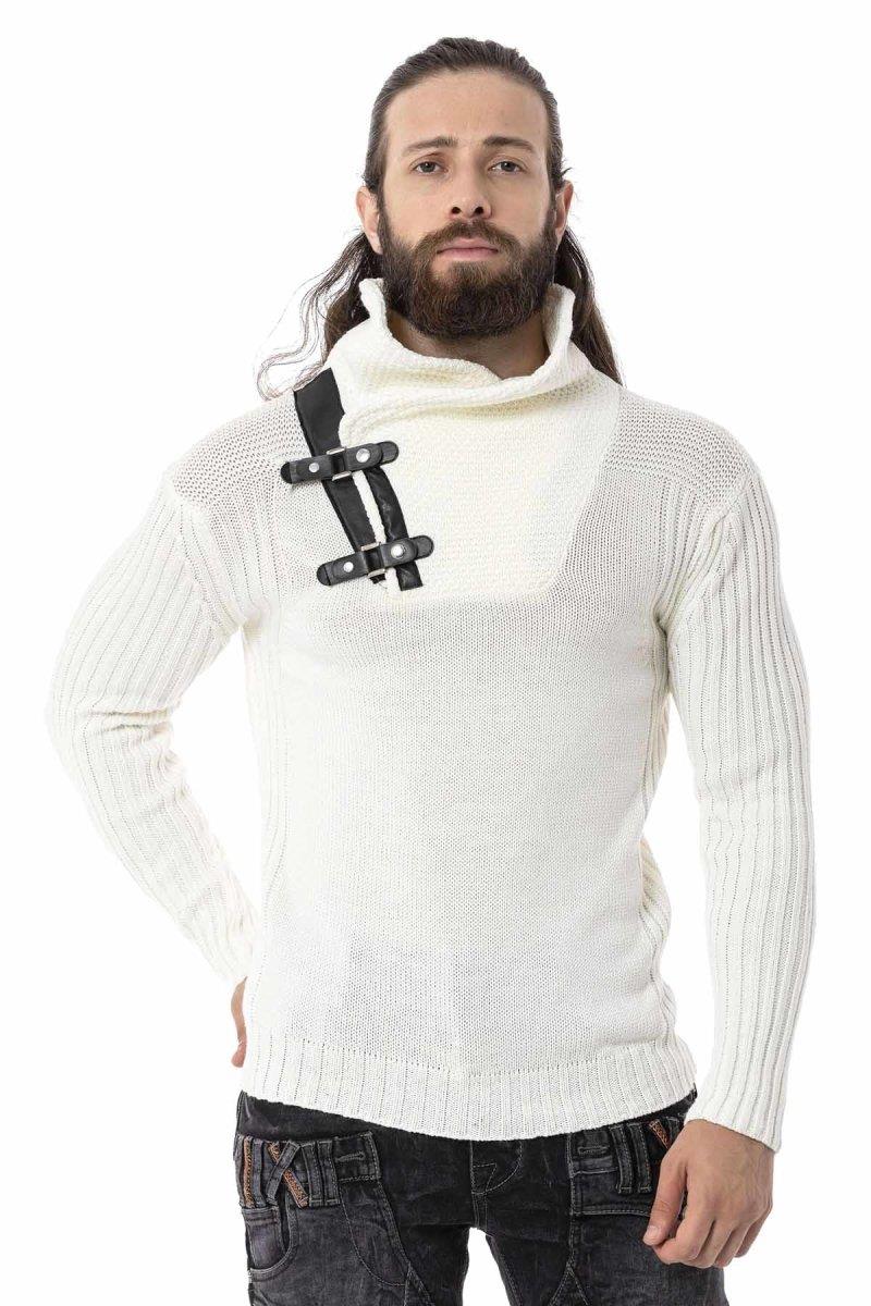 CP266 Men's knitted sweater with stylish strap detail