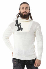 CP266 Men's knitted sweater with stylish strap detail