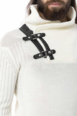 CP266 Men's knitted sweater with stylish strap detail