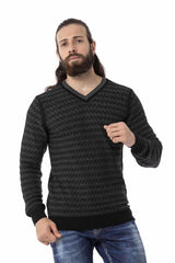 CP273 Men's knitted sweater with modern knit pattern