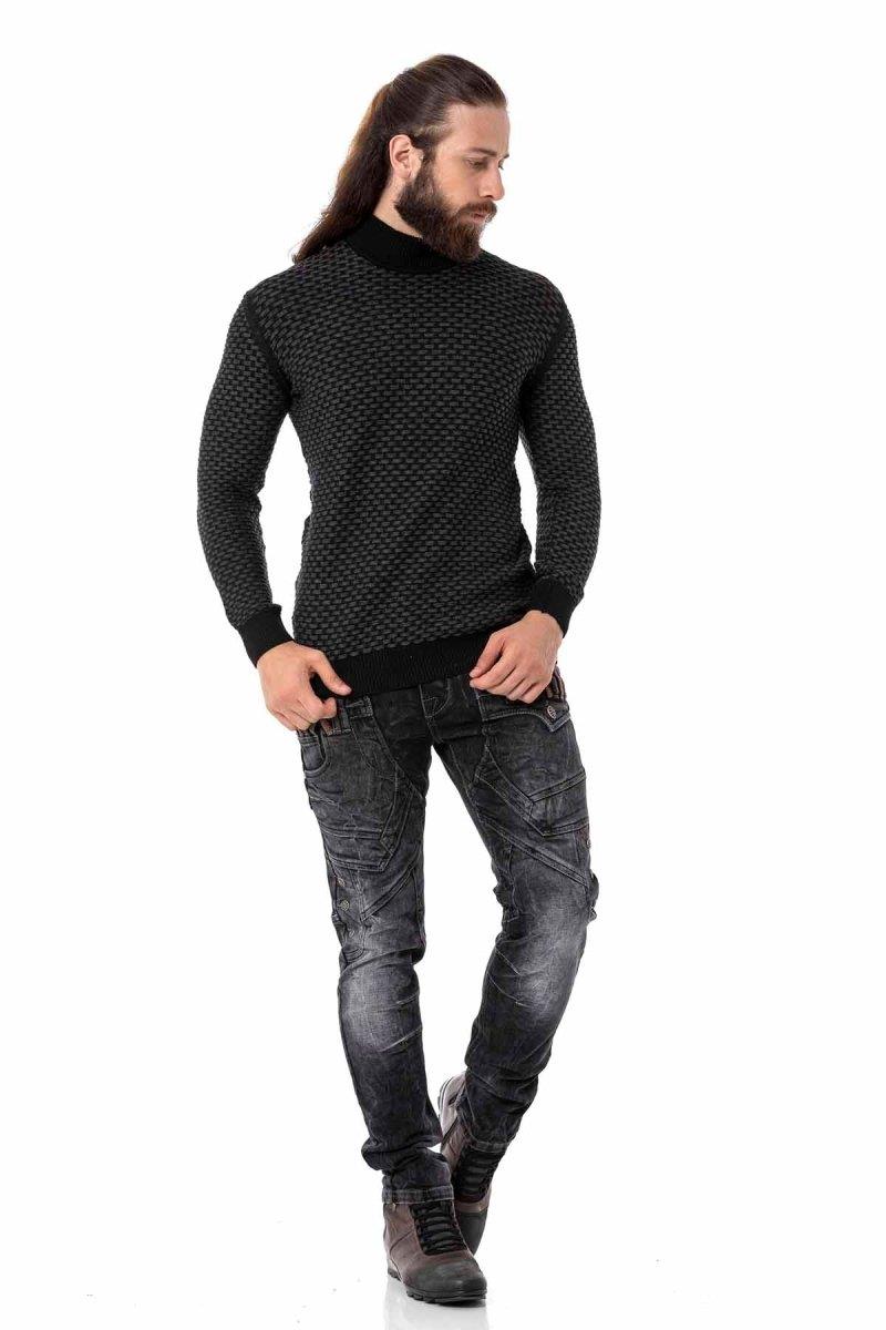 CP274 Men's knitted sweater with modern knit pattern