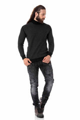 CP274 Men's knitted sweater with modern knit pattern