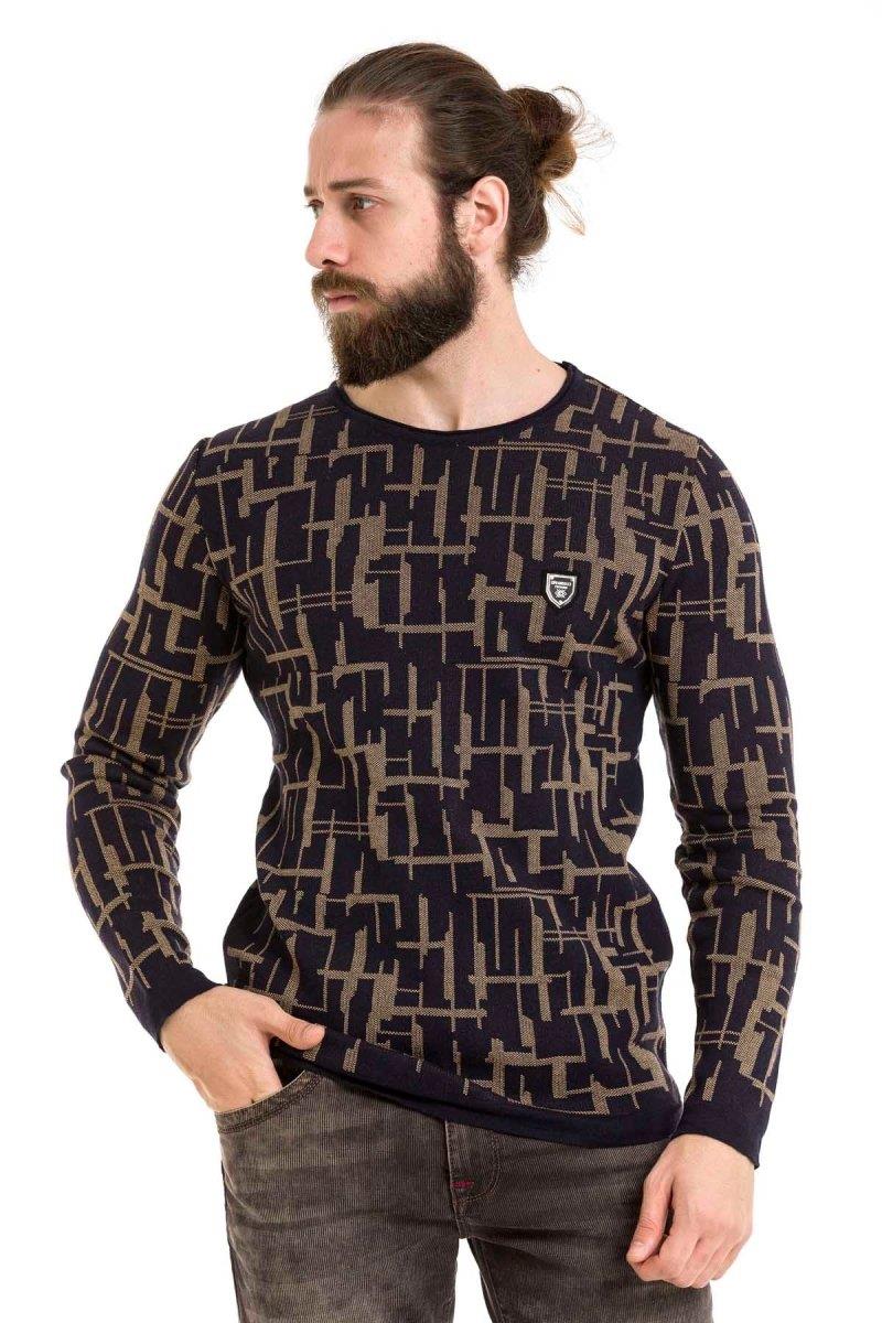 CP277 Men's knitted sweater with modern pattern