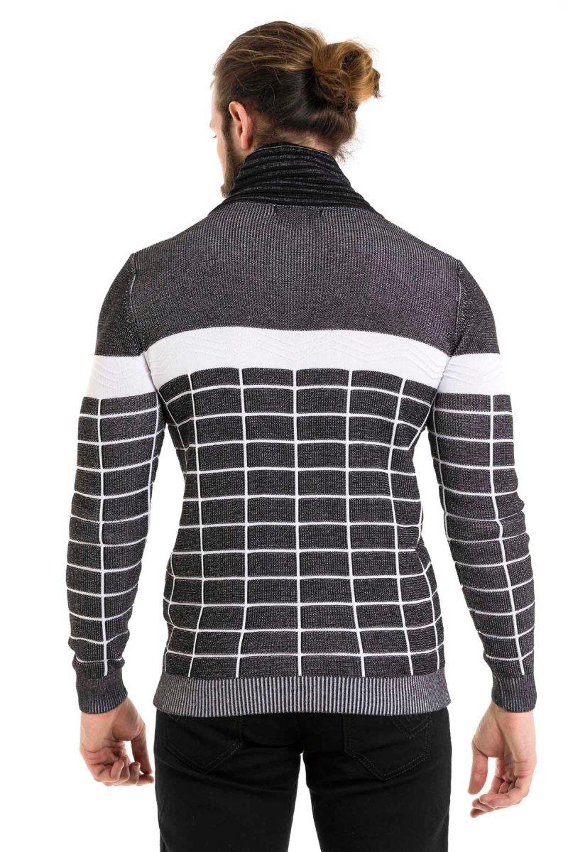 CP279 Men's knitted sweater with trendy check pattern