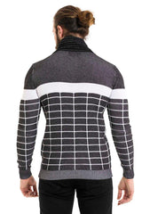 CP279 Men's knitted sweater with trendy check pattern