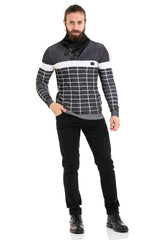 CP279 Men's knitted sweater with trendy check pattern