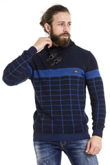 CP279 Men's knitted sweater with trendy check pattern