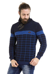 CP279 Men's knitted sweater with trendy check pattern