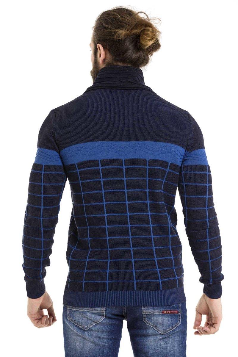 CP279 Men's knitted sweater with trendy check pattern