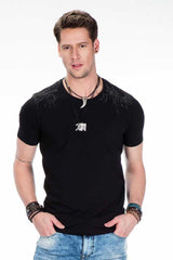 CT376 Men's T-shirt with gemstone embroidery