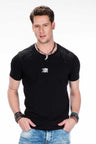 CT376 Men's T-shirt with gemstone embroidery